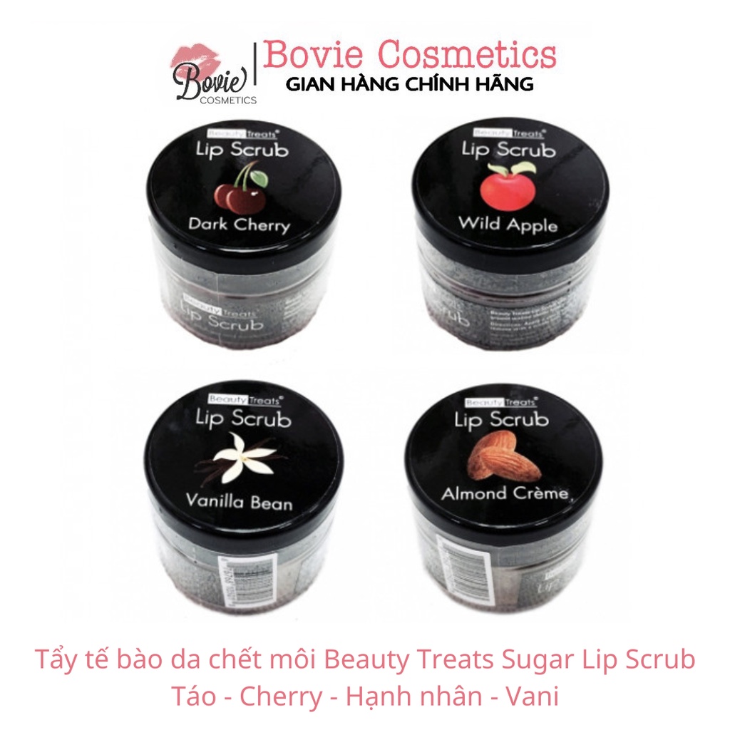 Tẩy tế bào da chết môi Beauty Treats Sugar Lip Scrub Táo – Cherry – Hạnh nhân – Vani