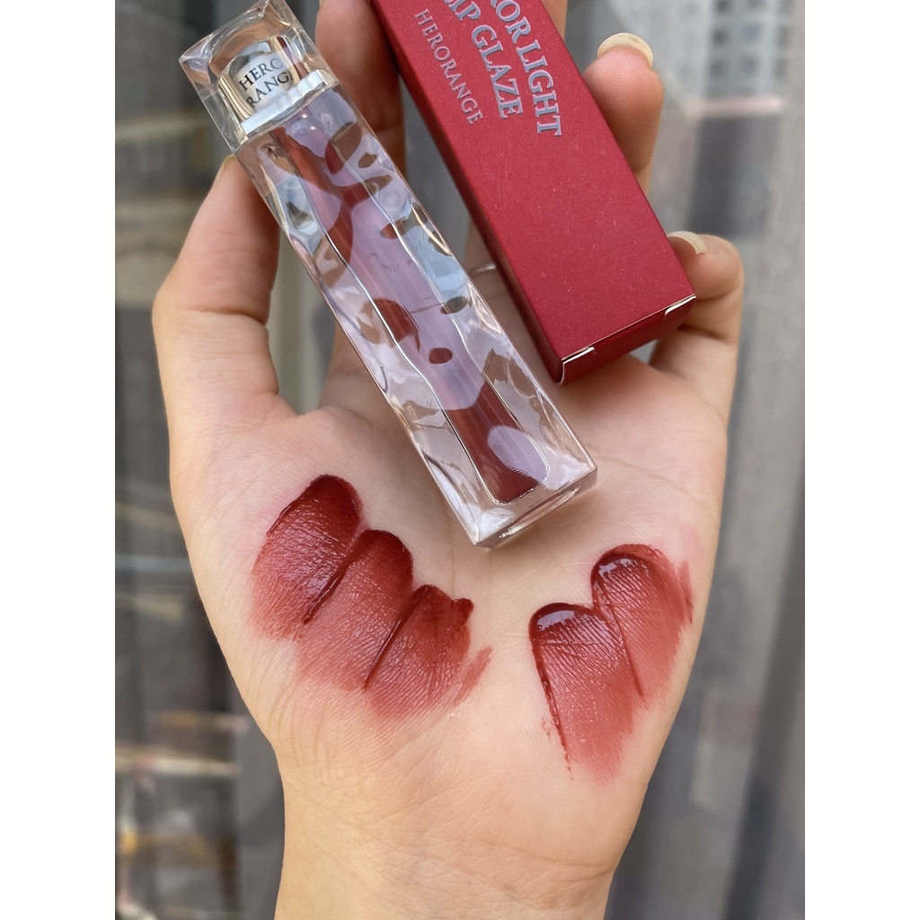 Son kem bóng trong suốt HERORANGE /  KAKASHOW mướt môi căng mọng Mirror Light Lip Glaze Có ảnh thật
