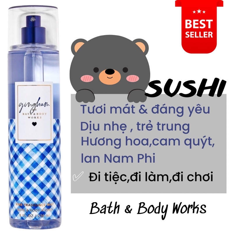 Xịt thơm toàn thân Bath And Body Works 236ML đầy đủ mùi hot SUSHI COMESTIC Bodymist TPHCM