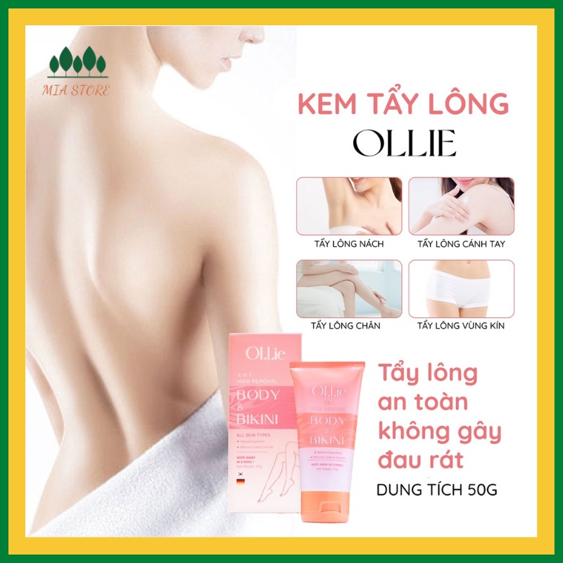 CHE TÊN SP Combo kem tẩy lông OLLIE, tẩy lông vùng kín,nách, tay, chân, triệt lông an toàn không đau rát cho da nhạy cảm