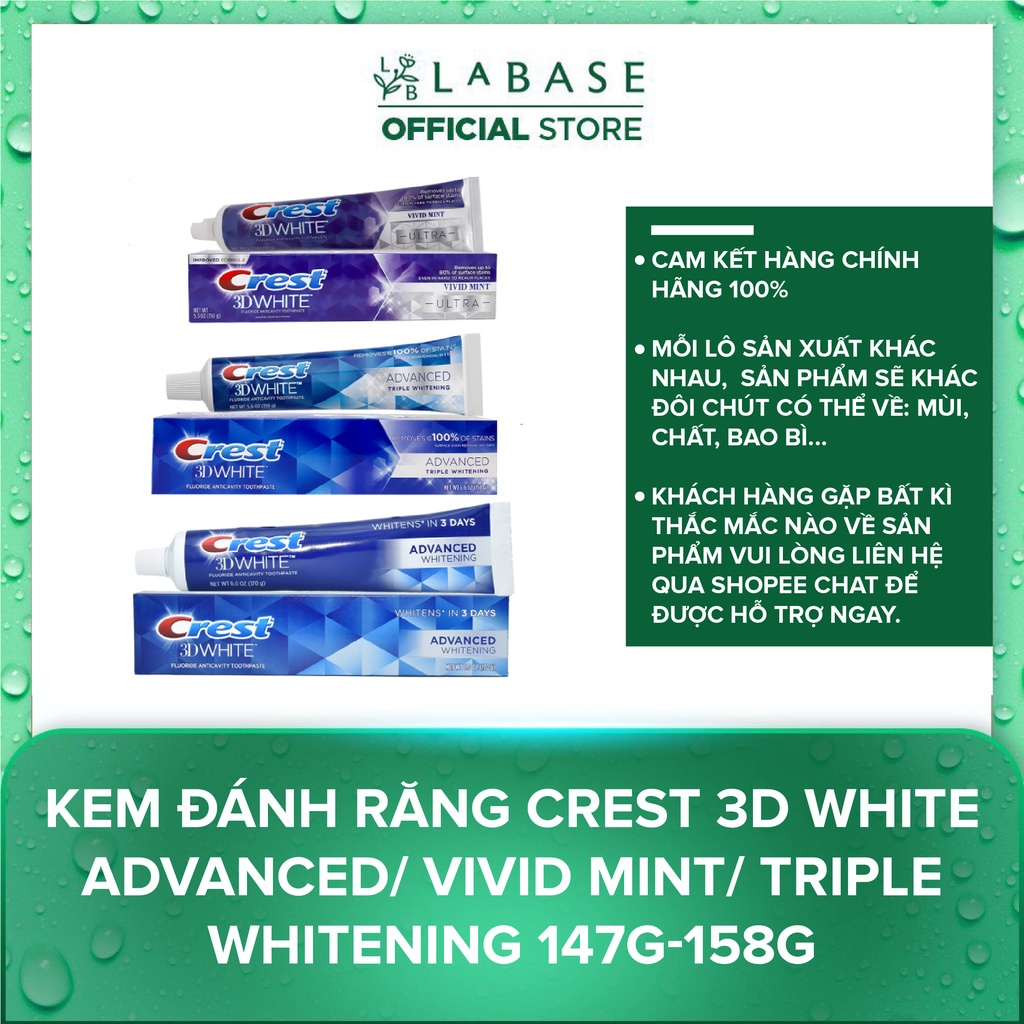 Kem Đánh Răng Crest 3D White Advanced Triple Whitening 158g
