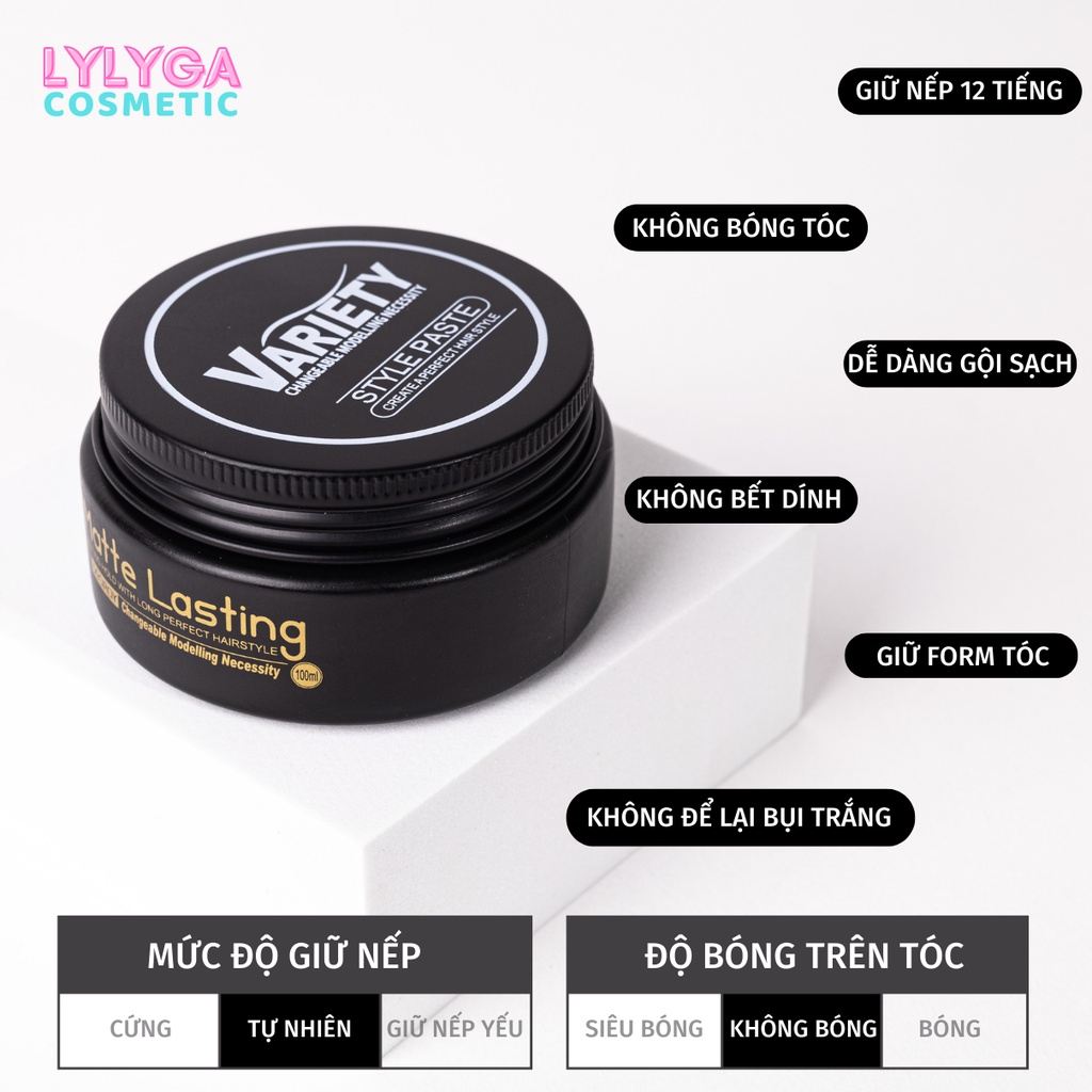 Sáp vuốt tóc nam VARIETY MATTE LASTING 100g Mùi hương nam tính, tạo kiểu dễ dàng, wax vuốt tóc tạo kiểu giữ nếp SA02