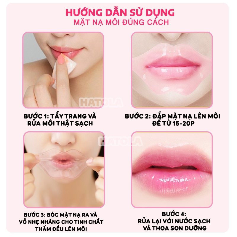 Mặt nạ môi collagen dưỡng môi căng bóng, hồng hào mask môi nội địa trung Hatola