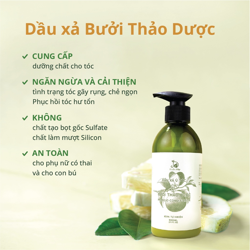 Bộ đôi dầu gội dầu xả bưởi giúp mọc tóc giảm rụng tóc cho tóc mềm mượt chắc khỏe Thuần Diệp