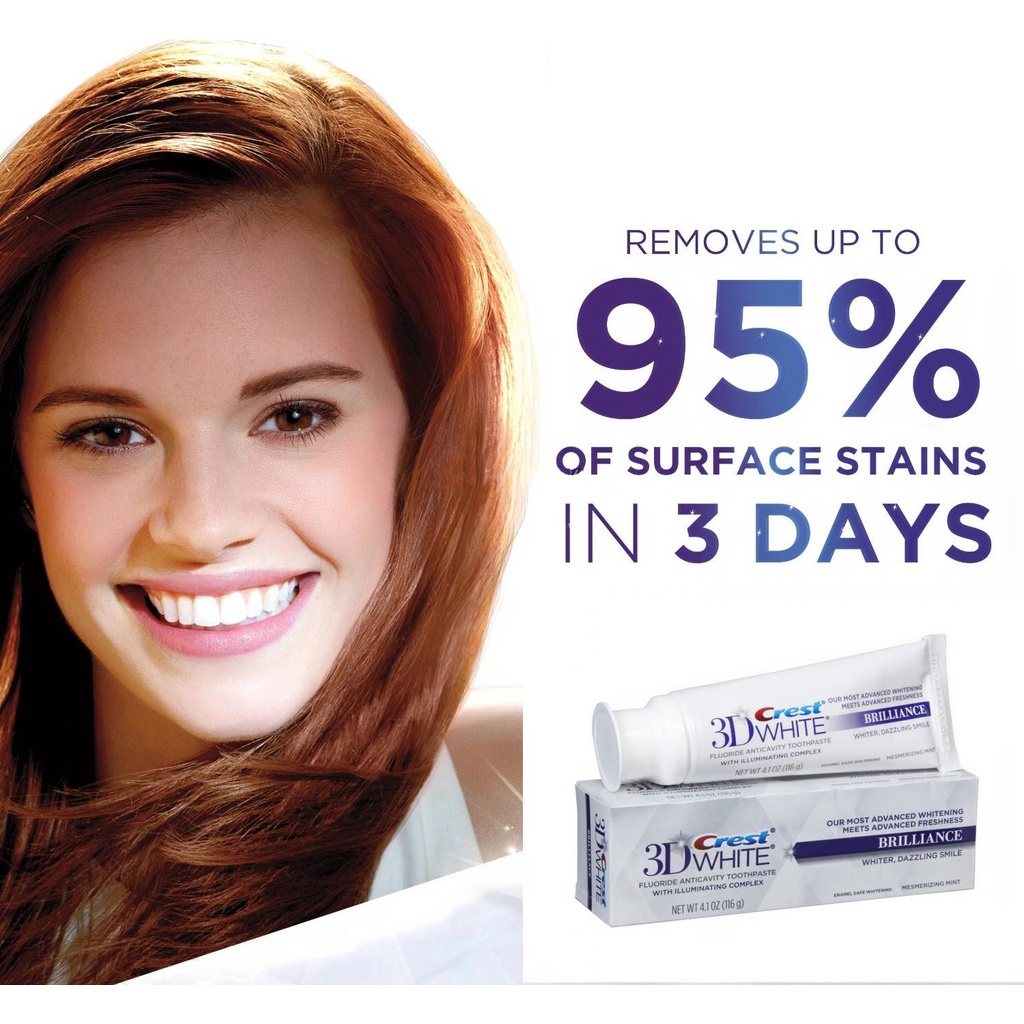 KEM ĐÁNH RĂNG CREST 3D WHITE LÀM SẠCH 95% VÊT Ố BỀ NGOÀI TUÝP LỚN 116G HÀNG NHẬP TMALL