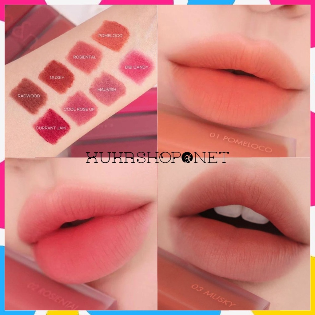 Son Kem lì Romand Blur Fudge Tint 5g ( Son Kem Lì mịn môi Hàn Quốc Full 8 màu )