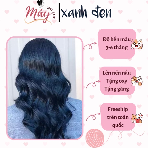 Thuốc Nhuộm Tóc, Thuốc Nhuộm Tóc Màu Xanh Đen, Tặng Kèm Oxy Trợ Dưỡng Và Bao Tay