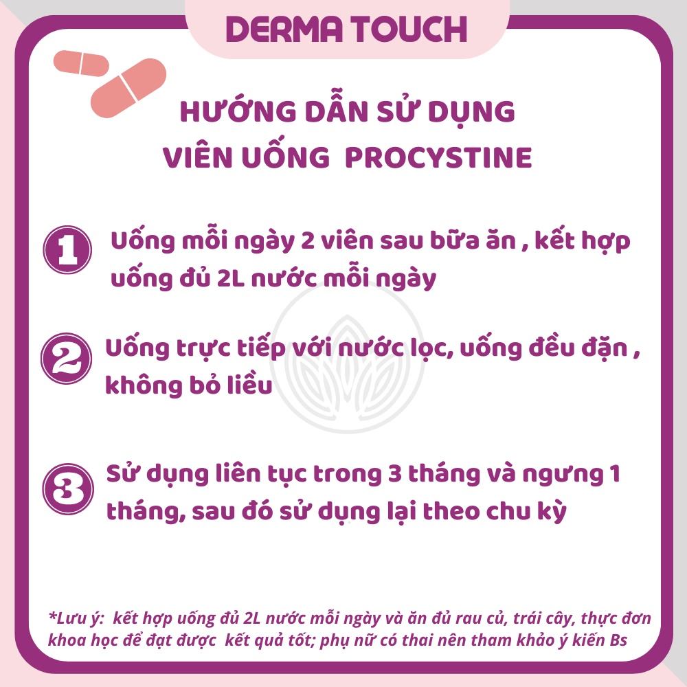 Procystine Viên uống giảm mụn trắng da đẹp tóc 60 viên Mẫu mới – Dược Mỹ phẩm chính hãng Derma Touch