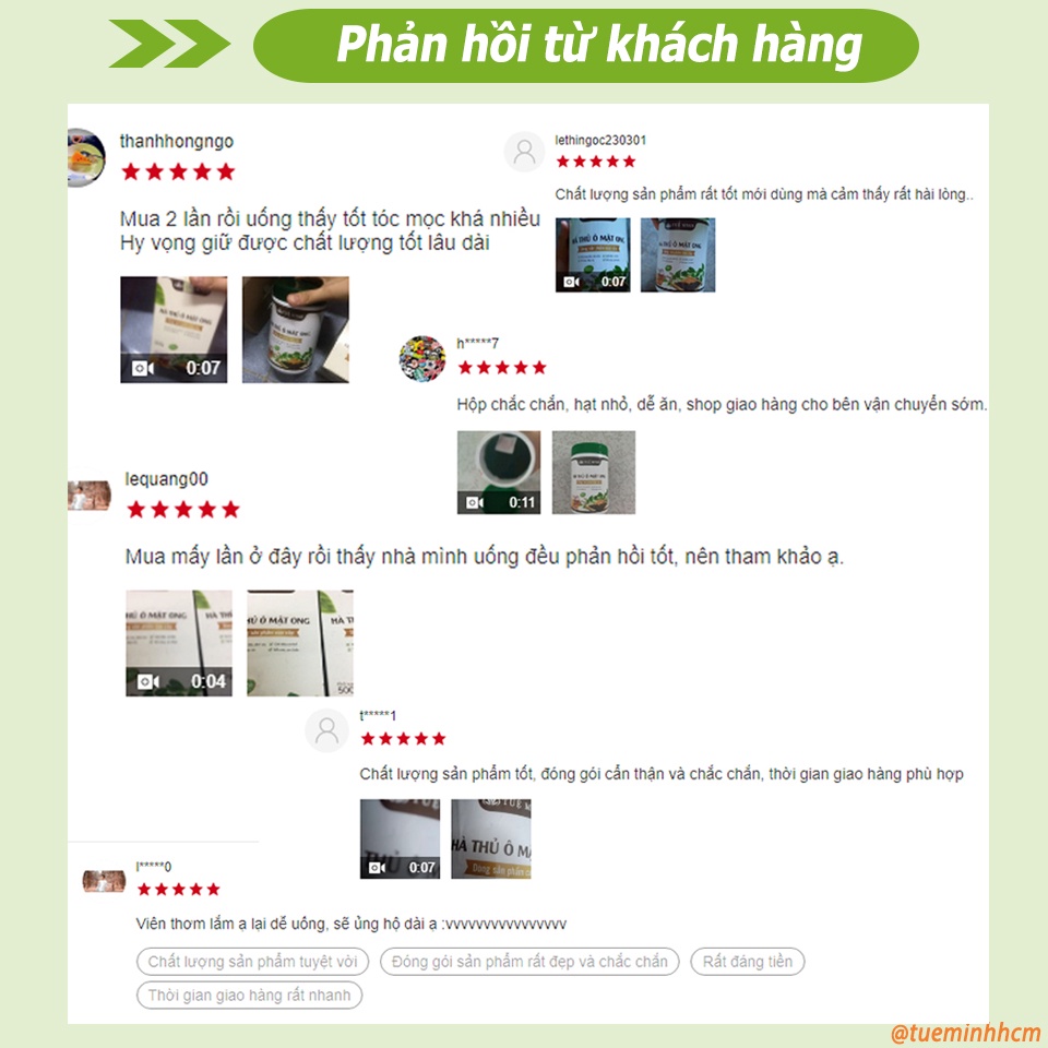 Viên hà thủ ô mật ong rừng Tuệ Minh 500gr kích thích mọc tóc, hà thủ ô làm đen tóc ngăn tóc bạc sớm