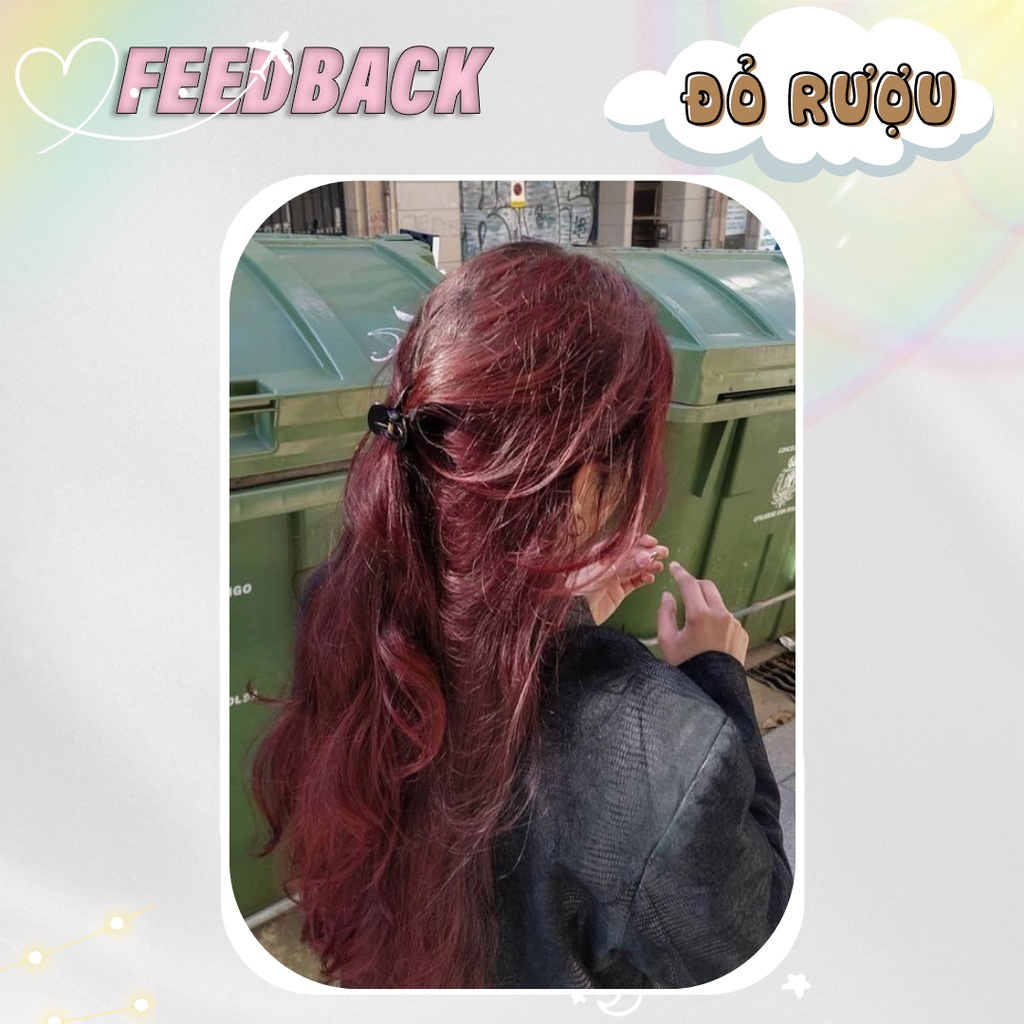 Thuốc nhuộm tóc, thuốc nhuộm tóc Đỏ Rượu, Dye.Hair, tặng kèm oxy trợ dưỡng và bao tay