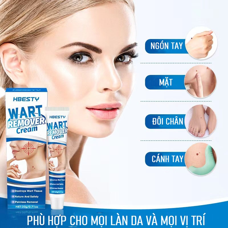 Kem Loại Bỏ Mụn HBESTY Wart Remover Cream Cam Kết Loại Bỏ Mụn Cóc, Mụn Thịt, Sẹo Lồi Gây Hại Cho Da