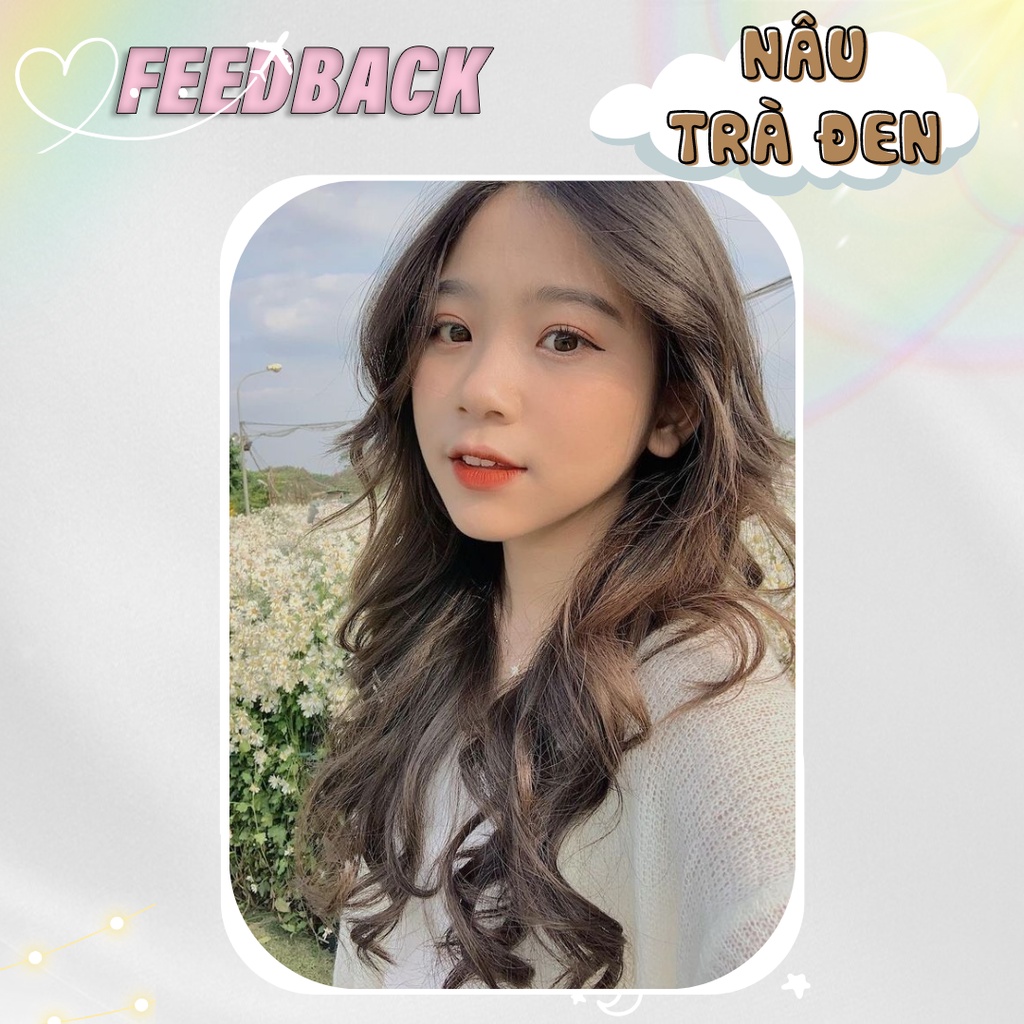 Thuốc nhuộm tóc, thuốc nhuộm tóc màu Nâu Trà Đen DYE.HAIR, tặng kèm oxy trợ dưỡng và bao tay