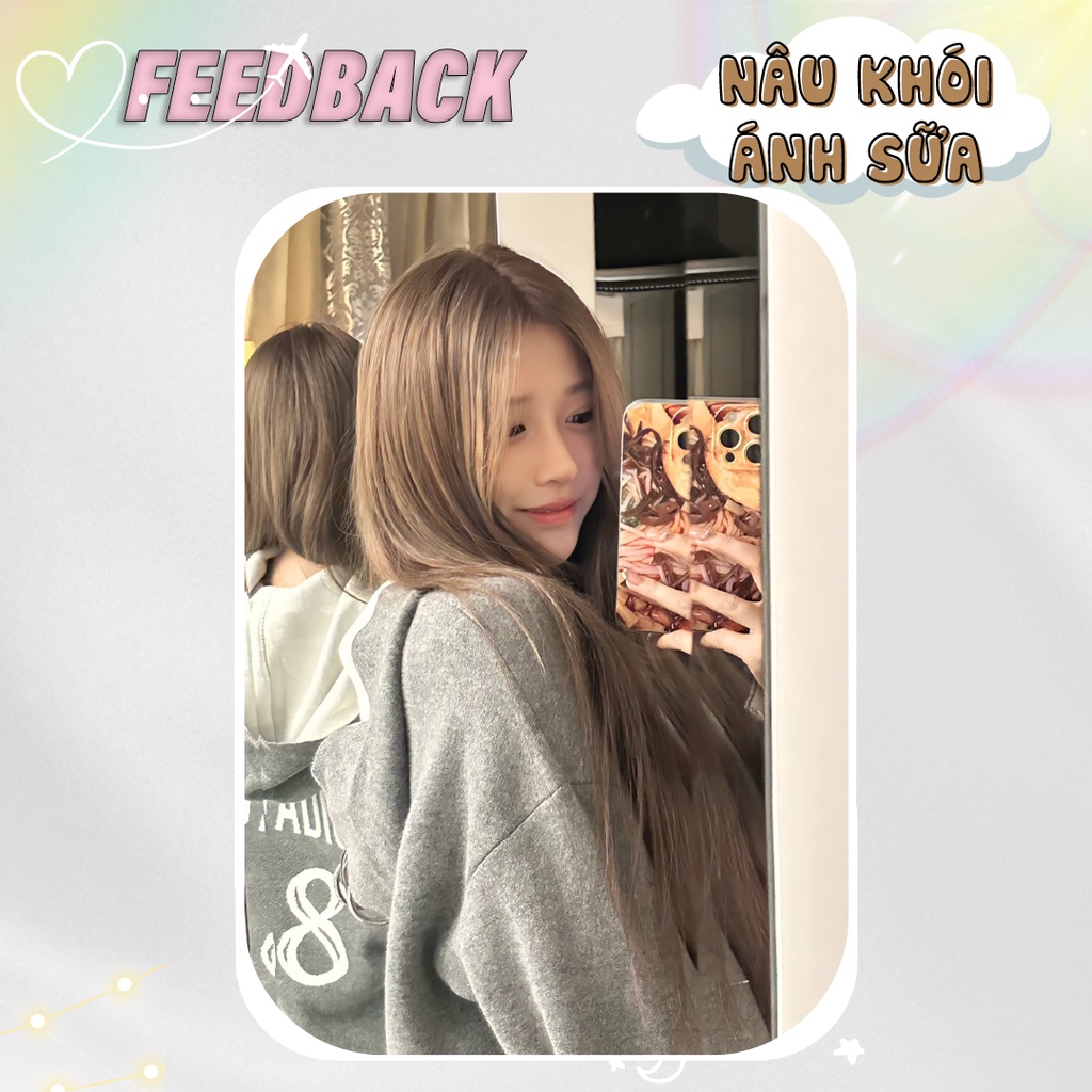 Thuốc nhuộm tóc, thuốc nhuộm tóc Nâu Khói Ánh Sữa, DYE.HAIR, tặng kèm oxy trợ ưỡng và bao tay