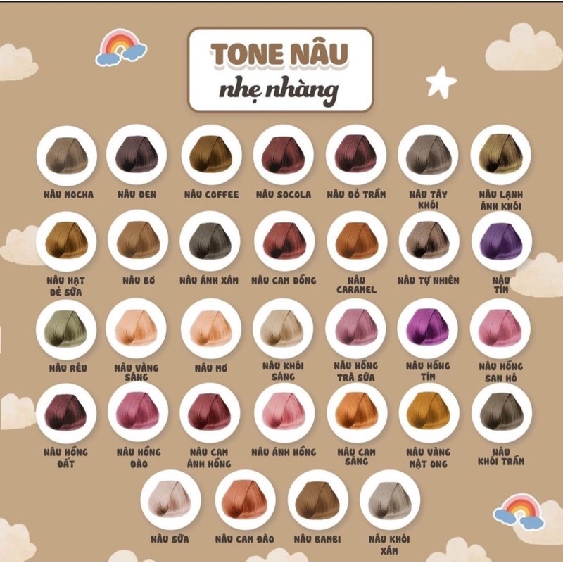 Thuốc Nhuộm Tóc Không Cần Tẩy Tone Nâu Siêu Hot Nhuộm Tại Nhà ( TẶNG OXY + GĂNG TAY + HƯỚNG DẪN)