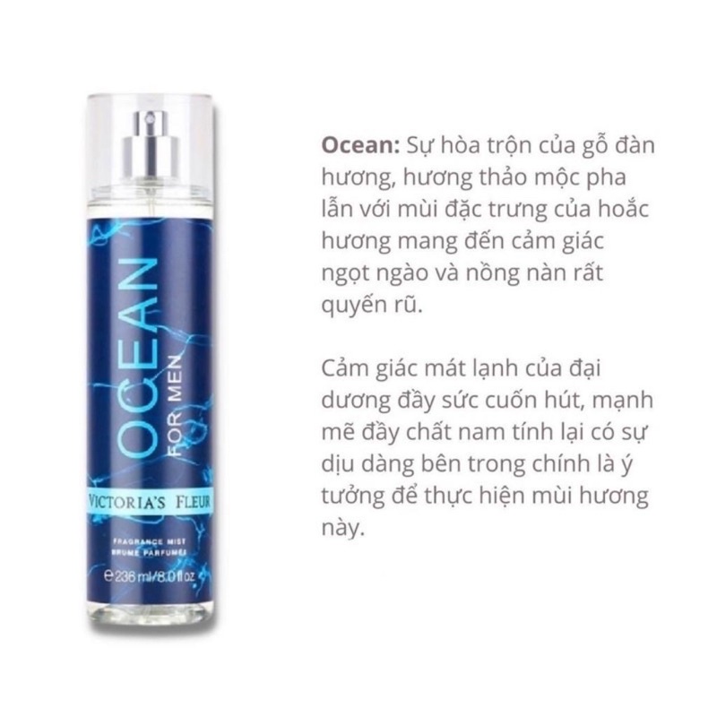 Xịt Thơm body Mist Nam 236 Mùi thơm đa Dạng Beautycn