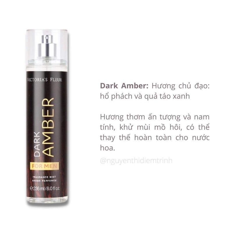 Xịt Thơm body Mist Nam 236 Mùi thơm đa Dạng Beautycn
