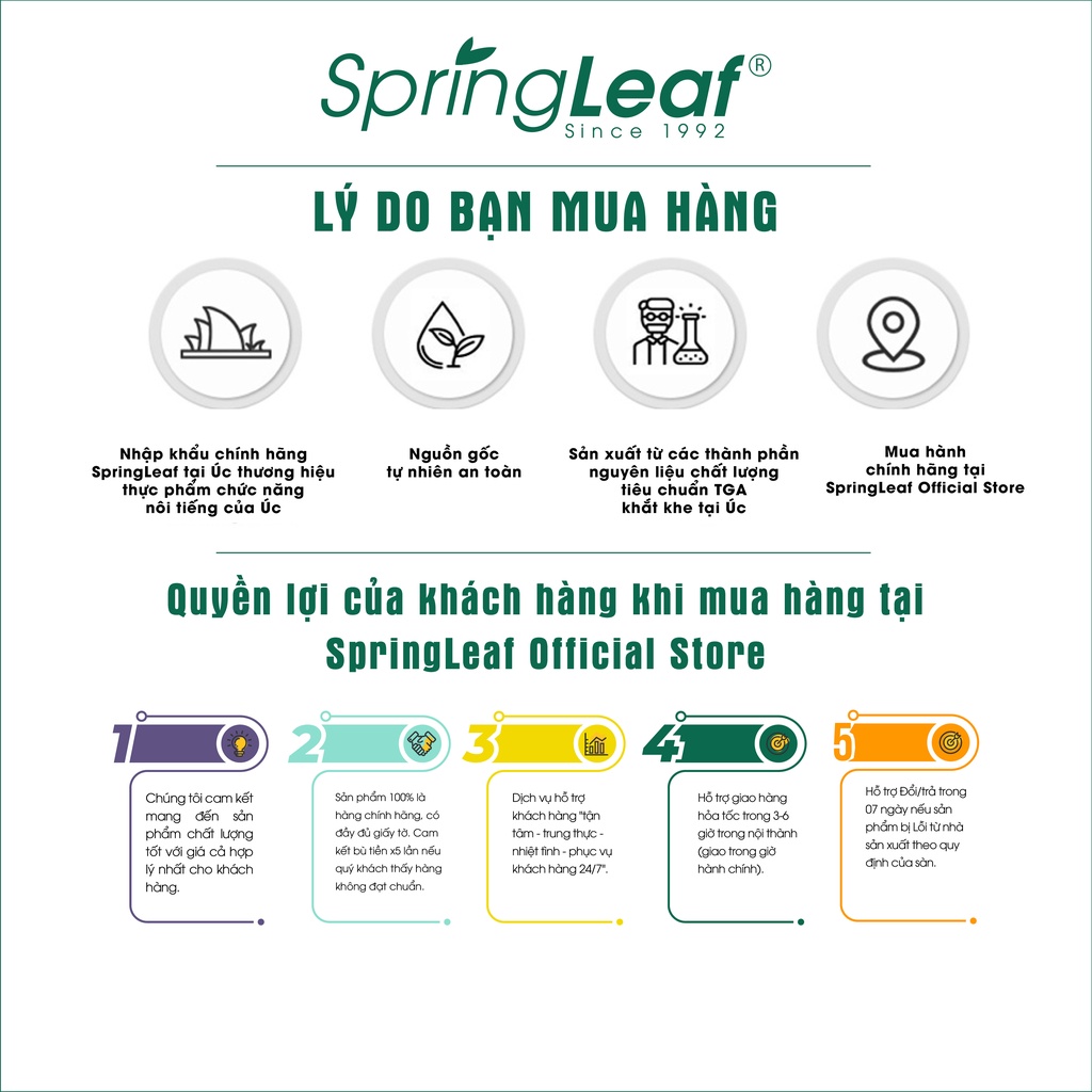 Collagen uống 6 in 1 spring leaf chống oxy hóa, làm sáng da, mờ vết thâm – Viên uống collagen làm đẹp da, chắc khỏe tóc