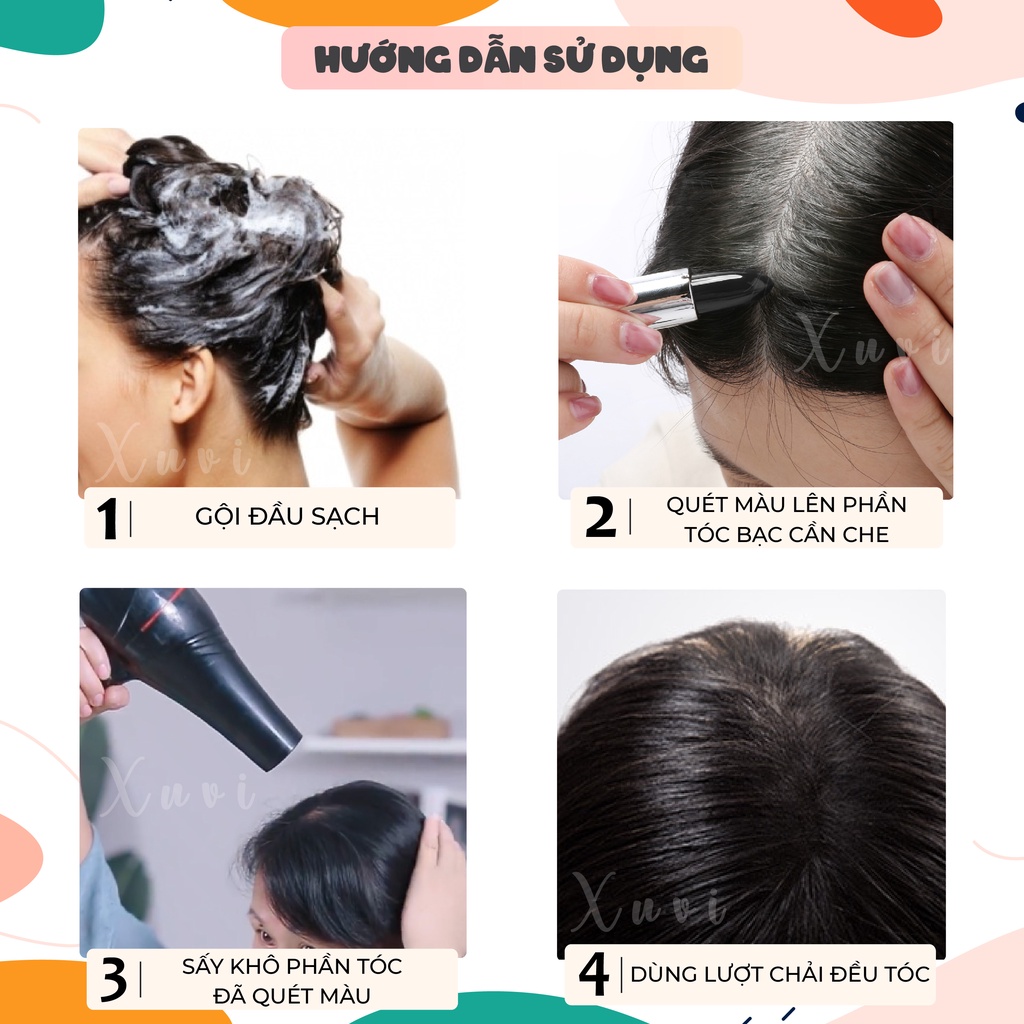 Son Nhuộm Tóc Bạc Thành Đen I Che Phủ Tóc Bạc Tạm Thời VDW 2 Màu Đen Và Nâu Đen Hair Stick XUVI SHOP
