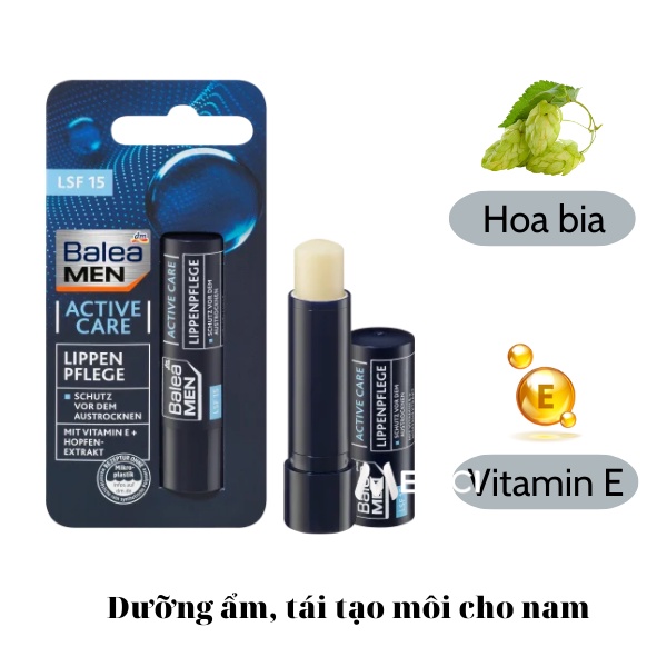 Son dưỡng môi Balea Men Active Care Pflege dành cho nam 4,8g – Hàng Đức chính hãng