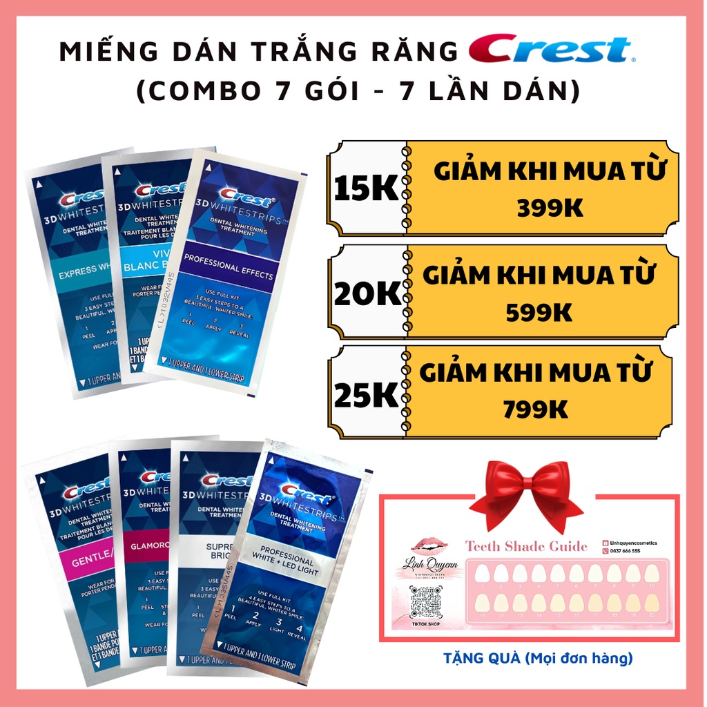 Combo 7 ngày Miếng dán trắng răng Crest