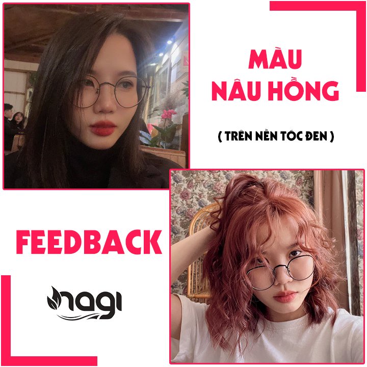 Dầu gội nhuộm tóc màu Nâu Hồng Nagi PINK BROWN 03 chiết xuất từ thiên nhiên chai 400ml