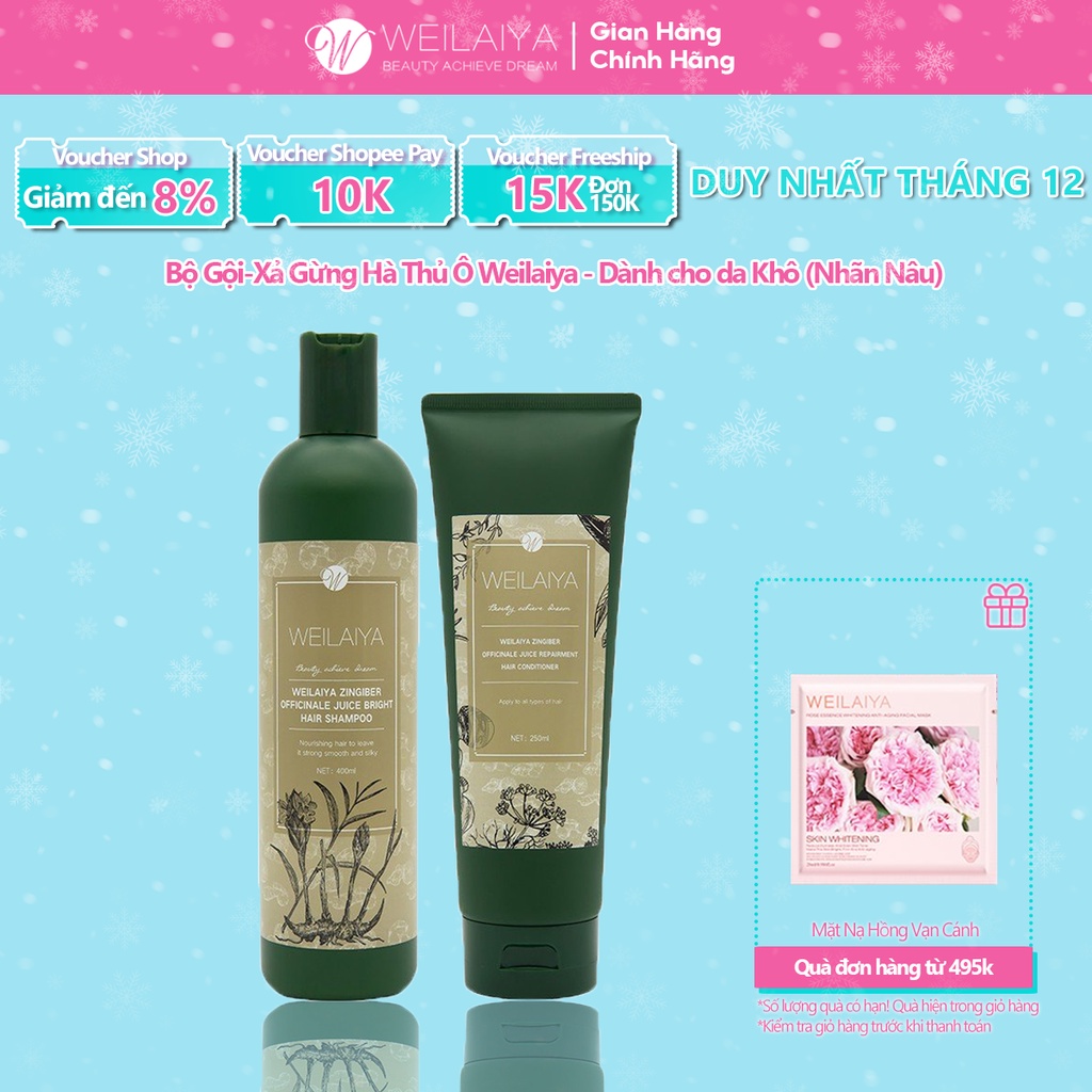 Bộ Dầu Gội Weilaiya Chính Hãng Tinh Chất Gừng Hà Thủ Ô Hỗ Trợ Mọc Tóc Ngăn Rụng Tóc – Cho Da Đầu Khô (Sẵn Số Lượng Lớn)