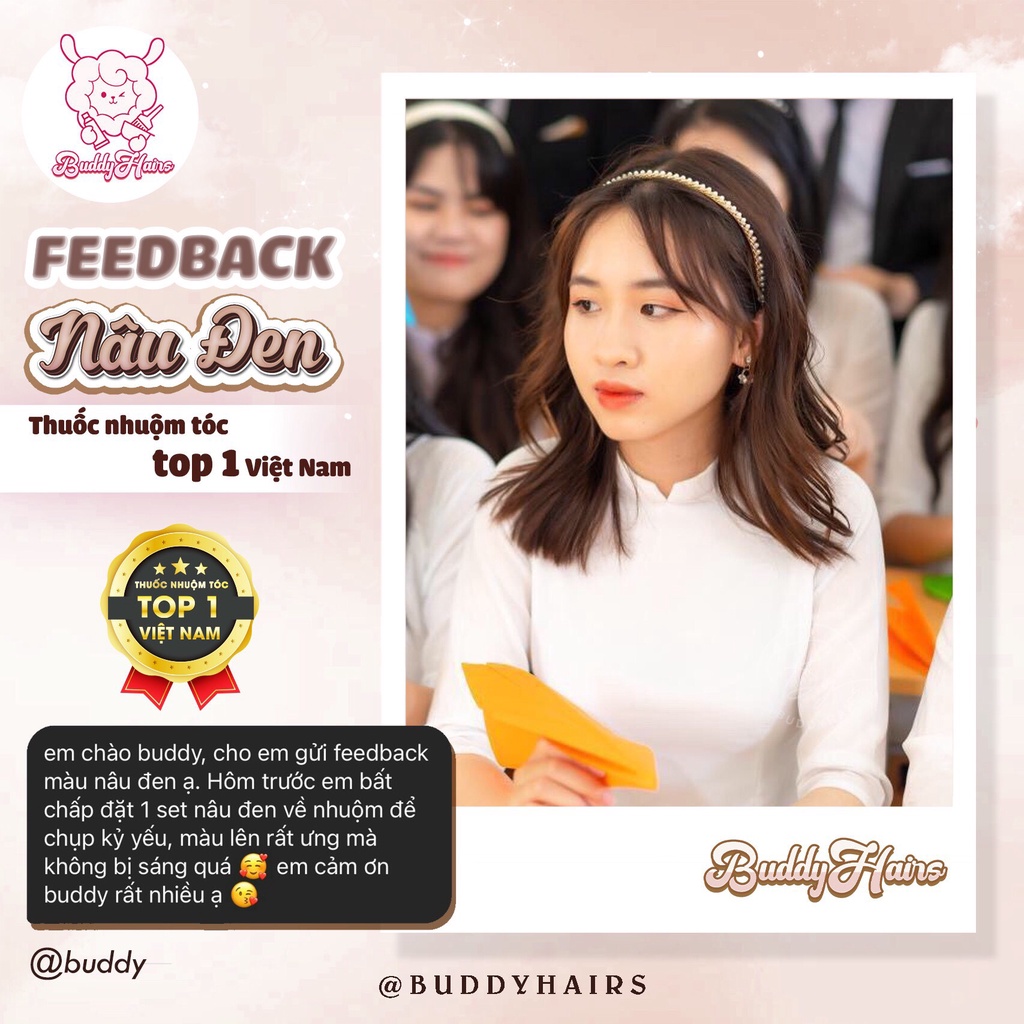 Thuốc nhuộm tóc màu NÂU ĐEN thuốc nhuộm tóc tại nhà Buddyhairs tặng kèm phụ kiện nhuộm tóc