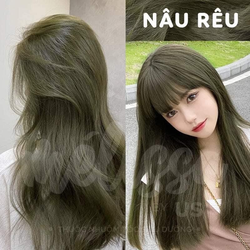 Thuốc Nhuộm Tóc Nâu Rêu Không Tẩy Siêu Hot ( TẶNG OXY DƯỠNG + GĂNG TAY + HDSD)