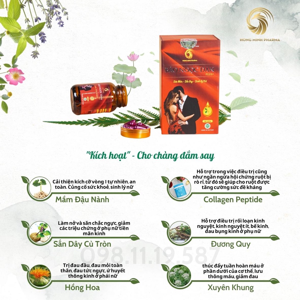 [Nội tiết tố] Viên Uống Bảo Ngọc Đan Plus + Chính Hãng – Tăng Cường Nội Tiết Tố, Tăng Ham Muốn, Giảm Khô Hạn