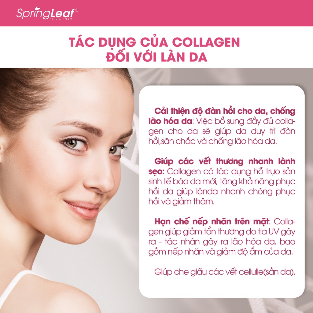 Collagen uống 6 in 1 spring leaf chống oxy hóa, làm sáng da, mờ vết thâm – Viên uống collagen làm đẹp da, chắc khỏe tóc