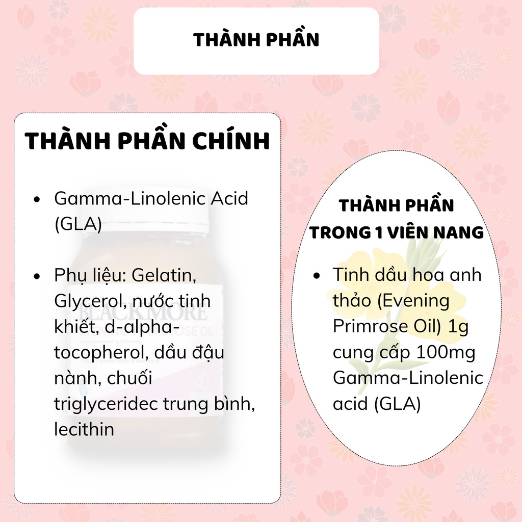 Viên uống tinh dầu hoa anh thảo VTM Evening Primrose Oil, hỗ trợ cân bằng nội tiết tố, làm đẹp da, tóc, móng – 45 viên