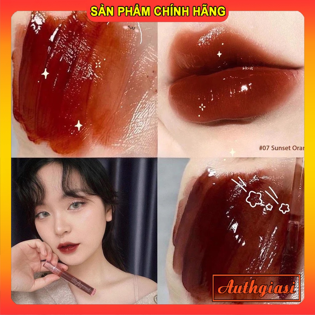 Son kem bóng LILYBYRED Tint Glassy Layer Fixing Tint màu 07 Sun Orange Cam Cháy căng bóng