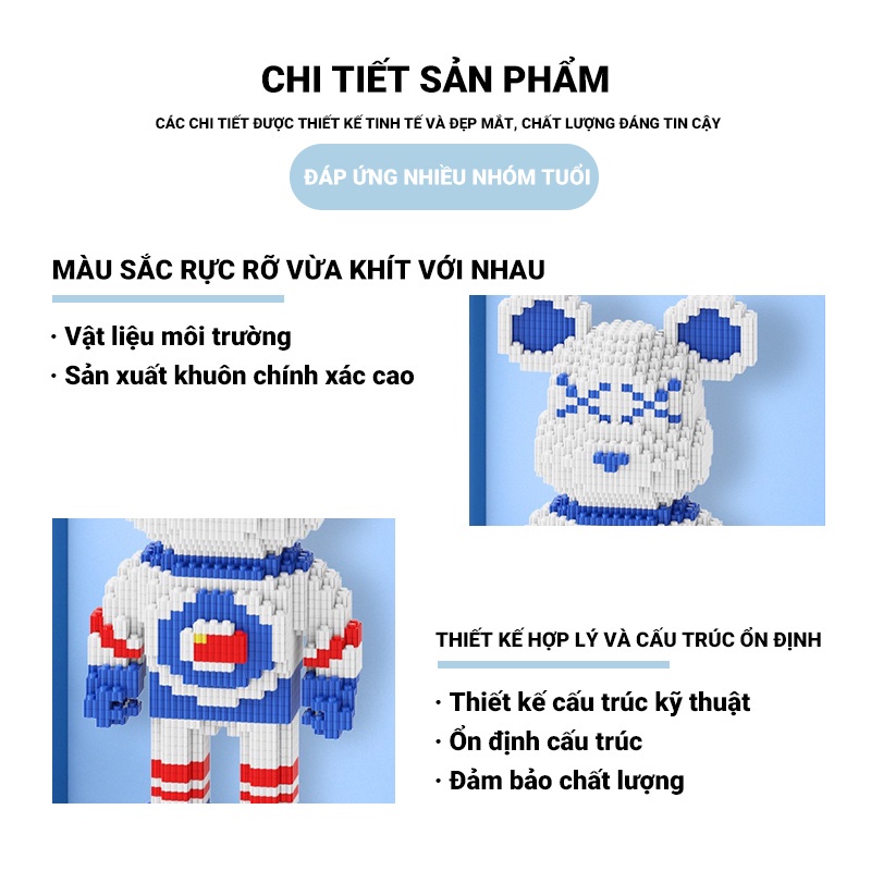 Đồ chơi mô hình lắp ráp gấu Bearbrick 35cm 55cm, Lắp ghép mô hình nhân vật đồ chơi xếp hình