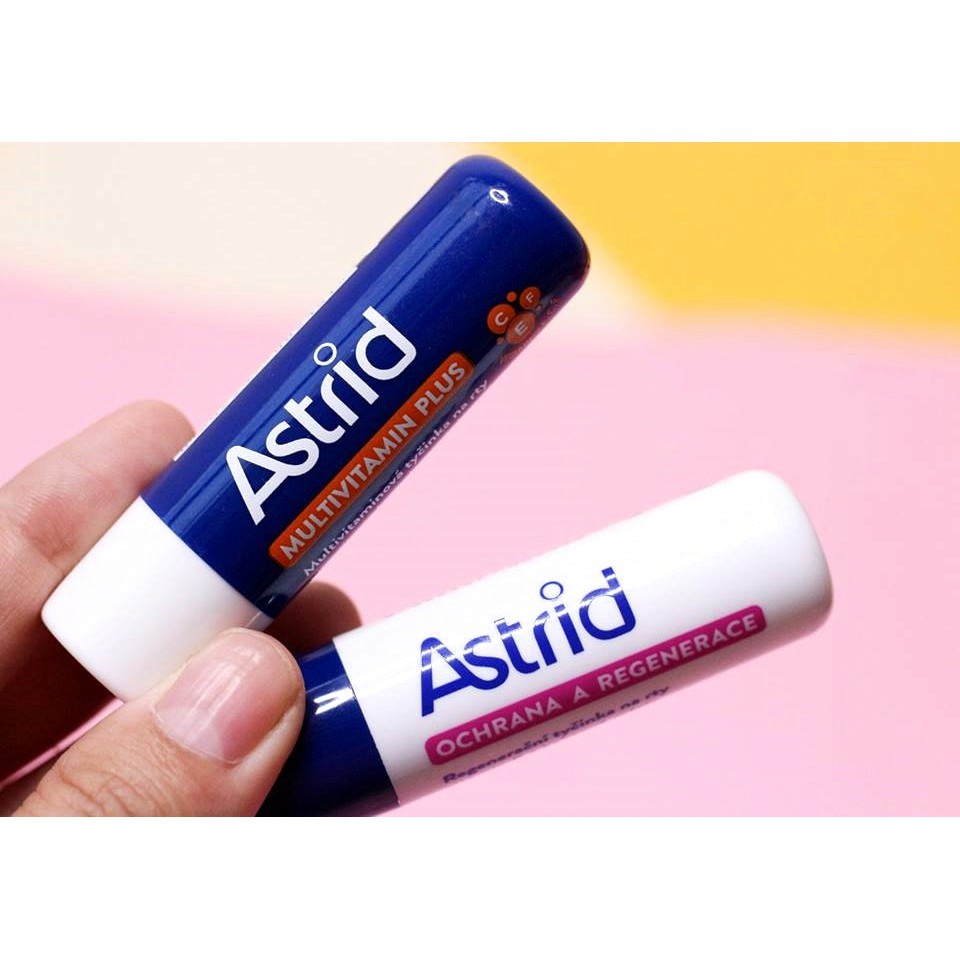 Son dưỡng môi mỡ hươu Astrid, CH Séc (4.7g màu trắng và xanh, 3g trắng và hồng) giúp dưỡng ẩm, tái tạo môi