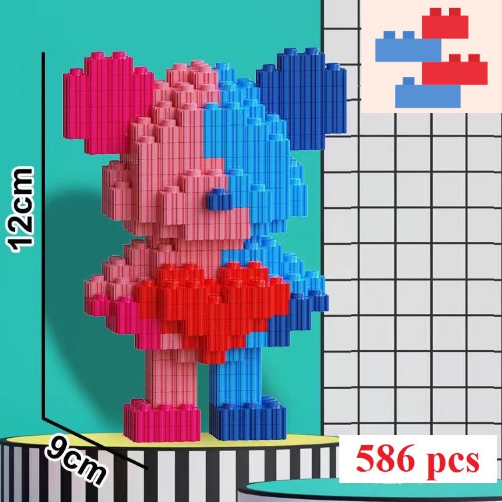 Đồ chơi Lắp Ráp Gấu Bearbrick Mini 12cm, Mô hình đồ chơi lắp ráp Gấu Bearbrick 3D 22 mẫu cực đẹp