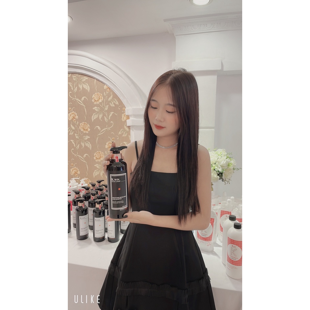 Dầu gội cặp phục hồi tóc hư tổn khô xơ Kwin lux smoothing repair and loss 1000ml combo dưỡng tóc chống gãy rụng dầu gàu