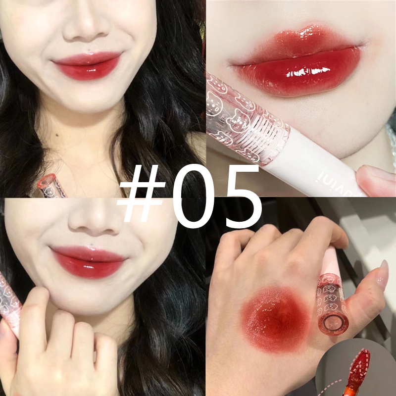 Son bóng CAPPUVINI gấu hồng tone bóng đỏ trầm nhiều màu lựa chọn son nội địa trung