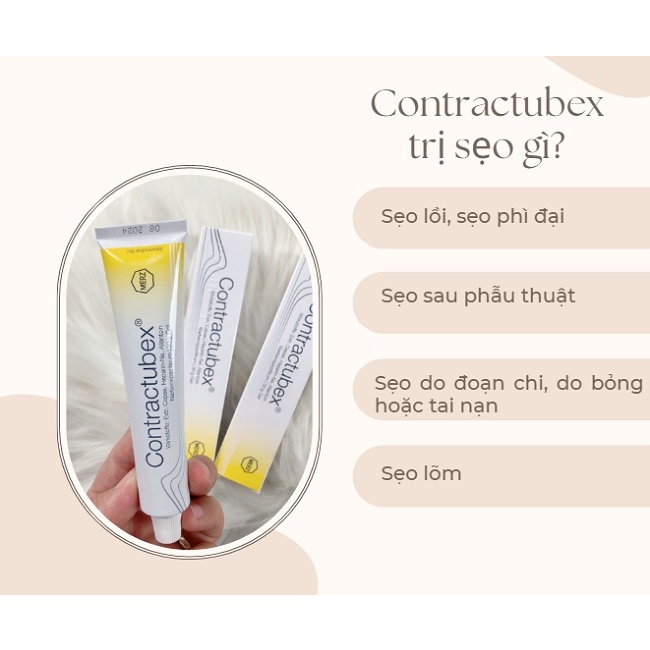 Kem làm mờ sẹo Contractubex của Đức 30g dạng bôi giúp xóa các mô sẹo dạng rỗ, da nám, sẹo lồi hay thâm làm hồi phục da