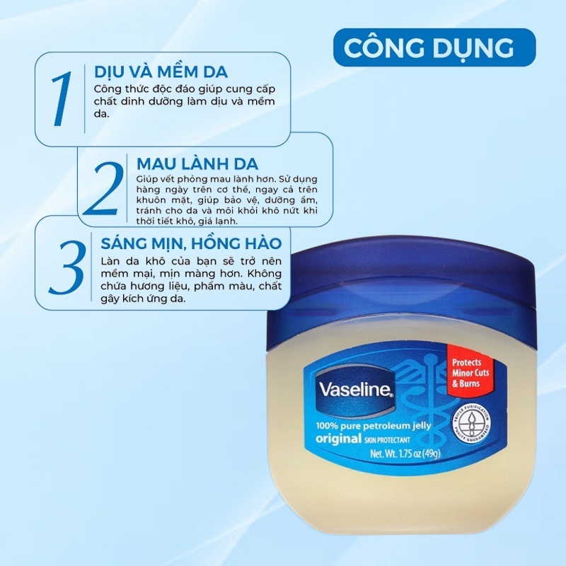 Sáp dưỡng ẩm đa năng cao cấp VASELINE 100% Pure Petroleum Jelly Original Uk