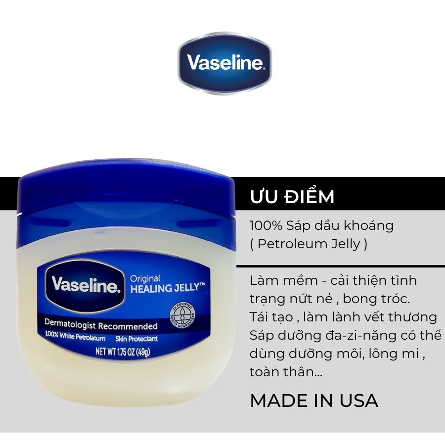 Sáp dưỡng ẩm đa năng cao cấp VASELINE 100% Pure Petroleum Jelly Original Uk