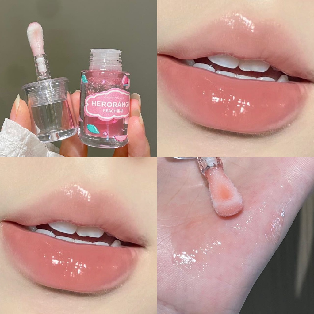 Herorange Trái Cây Son Dầu Trái Cây Dưỡng Ẩm Dưỡng Ẩm Son Bóng Son Môi Sơn Phủ Lớp Nước Bóng Dudu Son Bóng