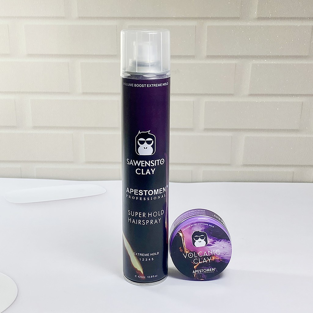 COMBO Gôm Sáp Tạo Kiểu Tóc Volcanic Clay 80G/420ml  – Gôm Kèm Sáp Định Hình Và Giữ Nếp Cho Tóc Cả Ngày Dài
