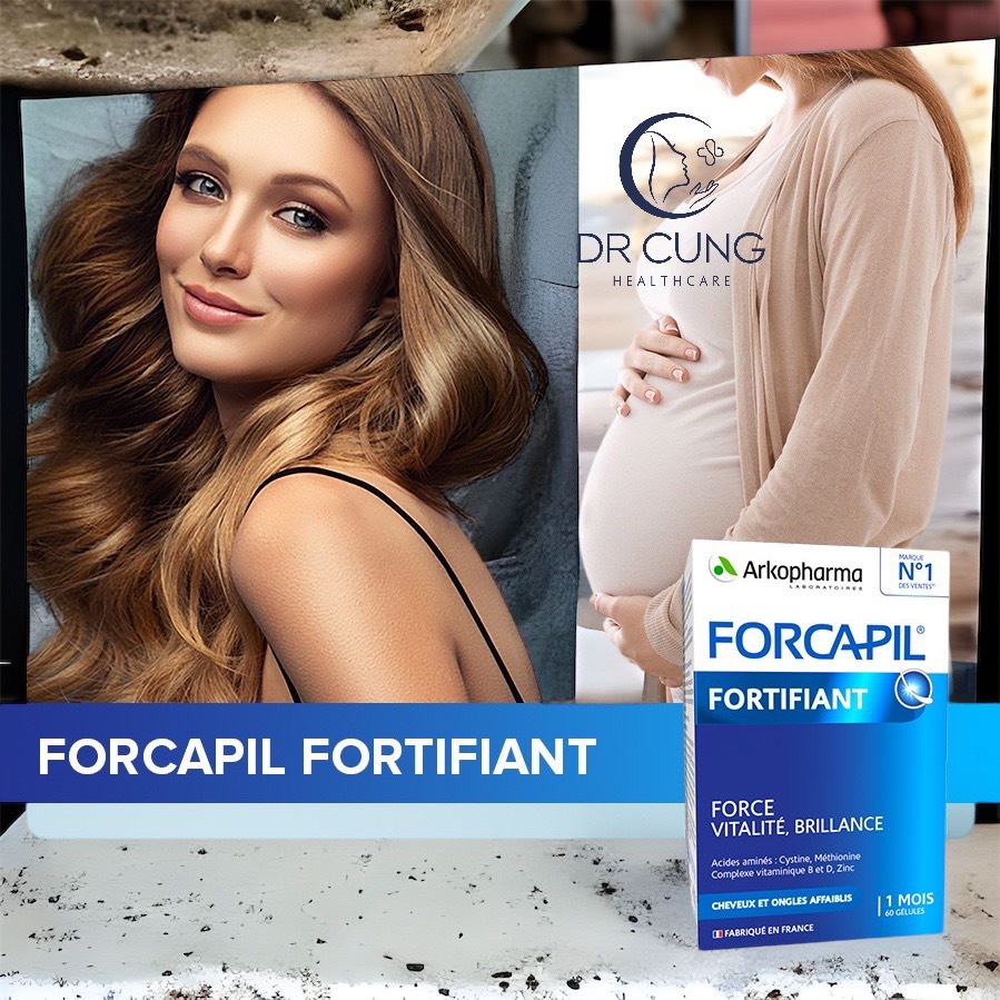 Bác Sĩ Cung Viên Uống Giảm Rụng Tóc FORCAPIL FORTIFIANT Arkopharma – Giúp Mọc Tóc, Rụng Tóc Sau Sinh, Kẽm (60V)