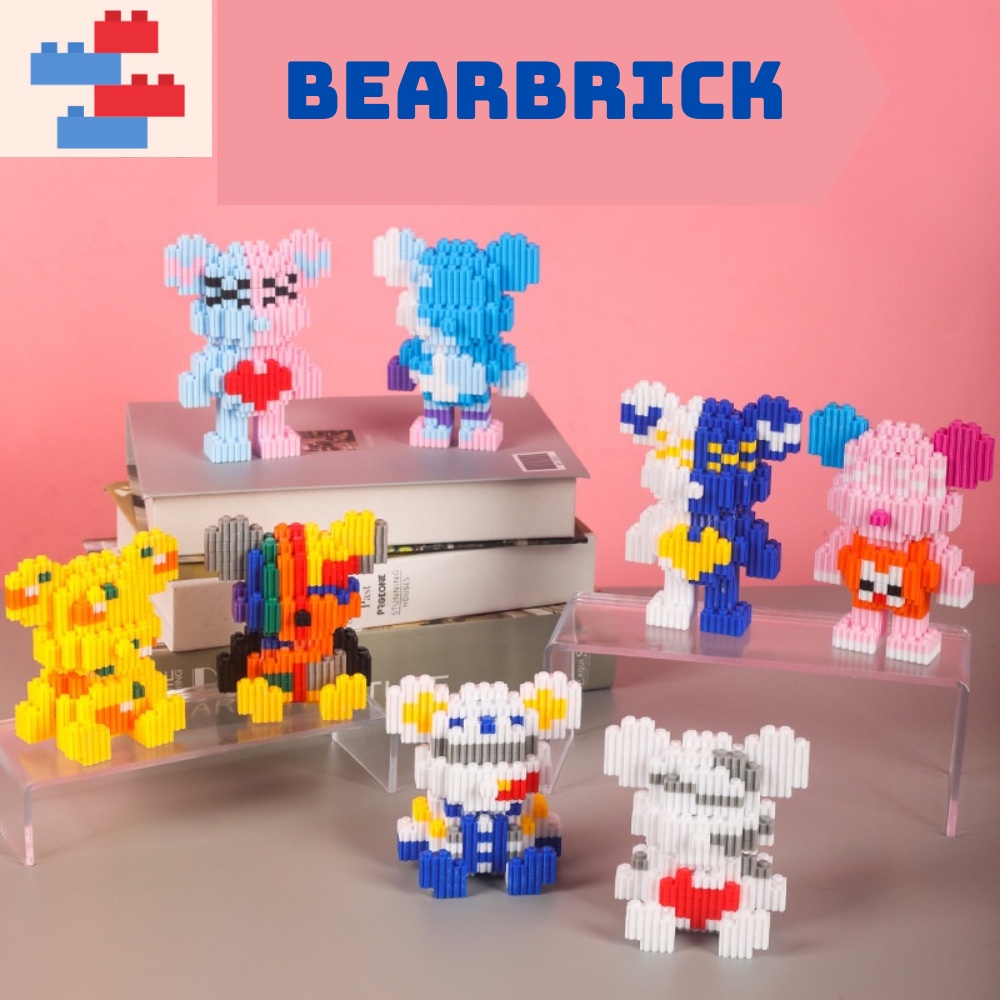 Đồ chơi Lắp Ráp Gấu Bearbrick Mini 12cm, Mô hình đồ chơi lắp ráp Gấu Bearbrick 3D 22 mẫu cực đẹp