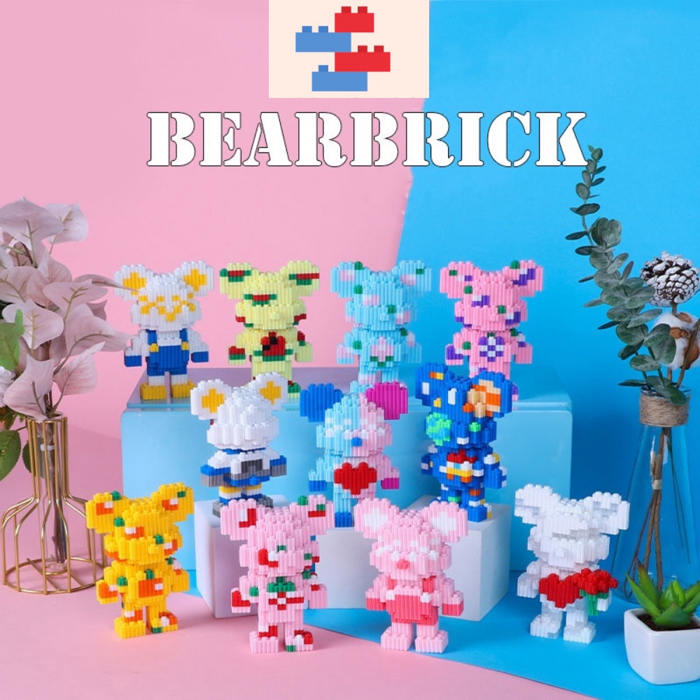 Đồ chơi Lắp Ráp Gấu Bearbrick Mini 12cm, Mô hình đồ chơi lắp ráp Gấu Bearbrick 3D 22 mẫu cực đẹp