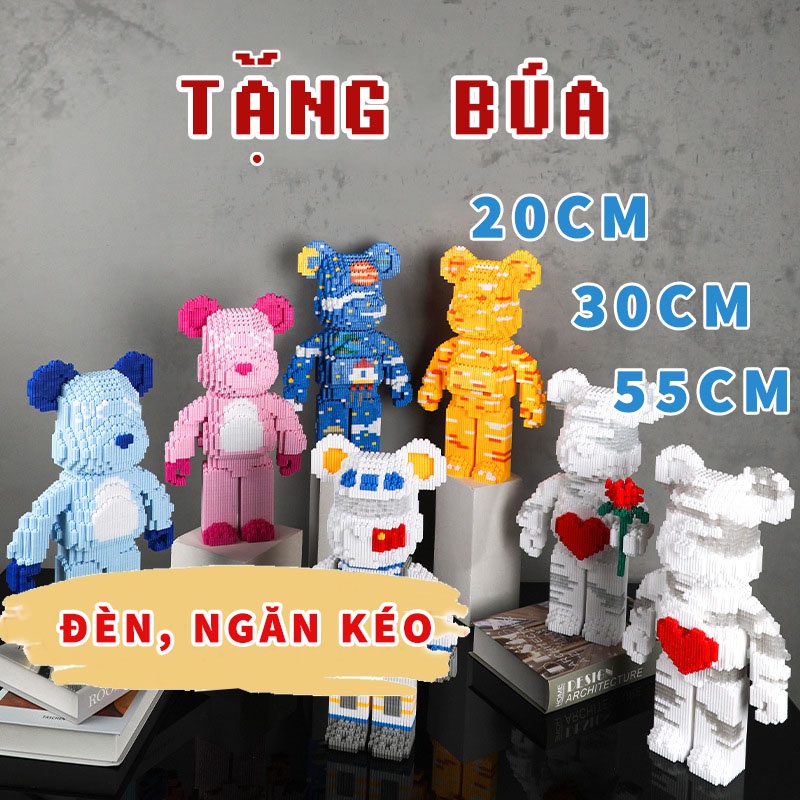 Đồ chơi mô hình lắp ráp gấu Bearbrick 35cm 55cm, Lắp ghép mô hình nhân vật đồ chơi xếp hình