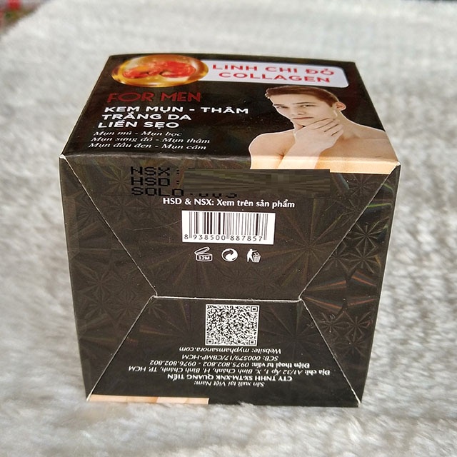 Kem mụn dành cho nam giới trắng da xóa vết thâm liền sẹo rỗ dưỡng chất Linh Chi Đỏ – Collagen For Men SAN NORA 20g