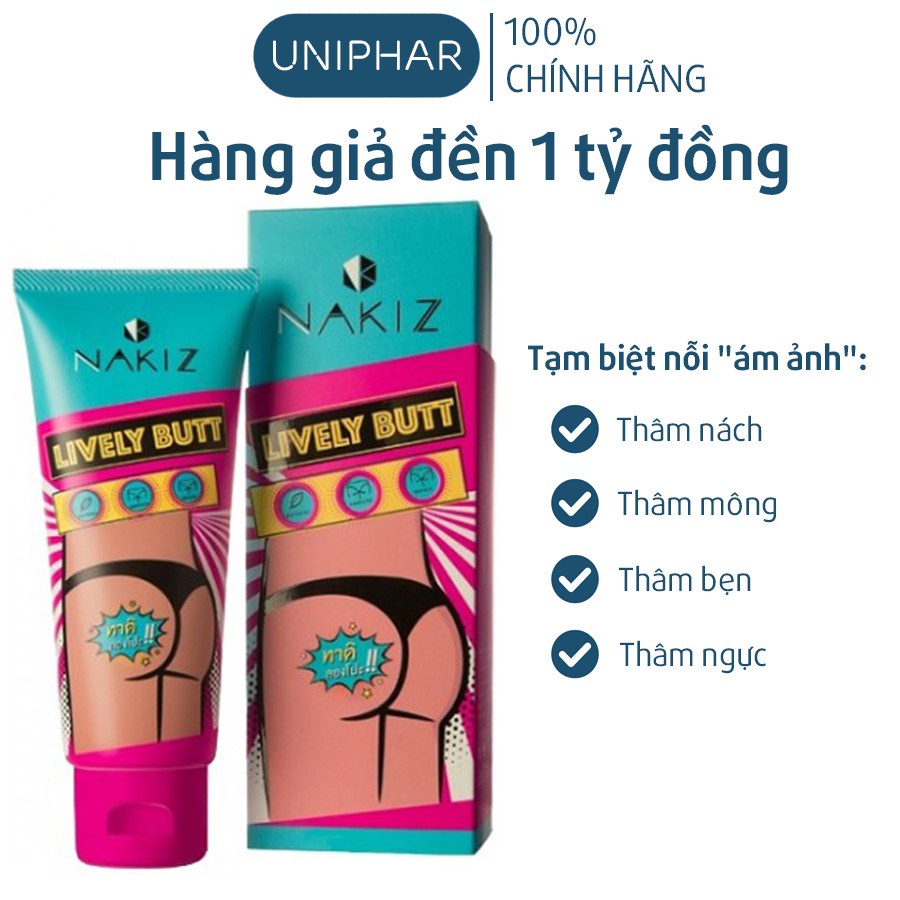 「?Nhà máy bán hàng trực tiếp」Kem thâm mụn, thâm mông, thâm nách, bẹn Nakiz Lively Butt – Mờ thâm đầu gối, cùi chỏ