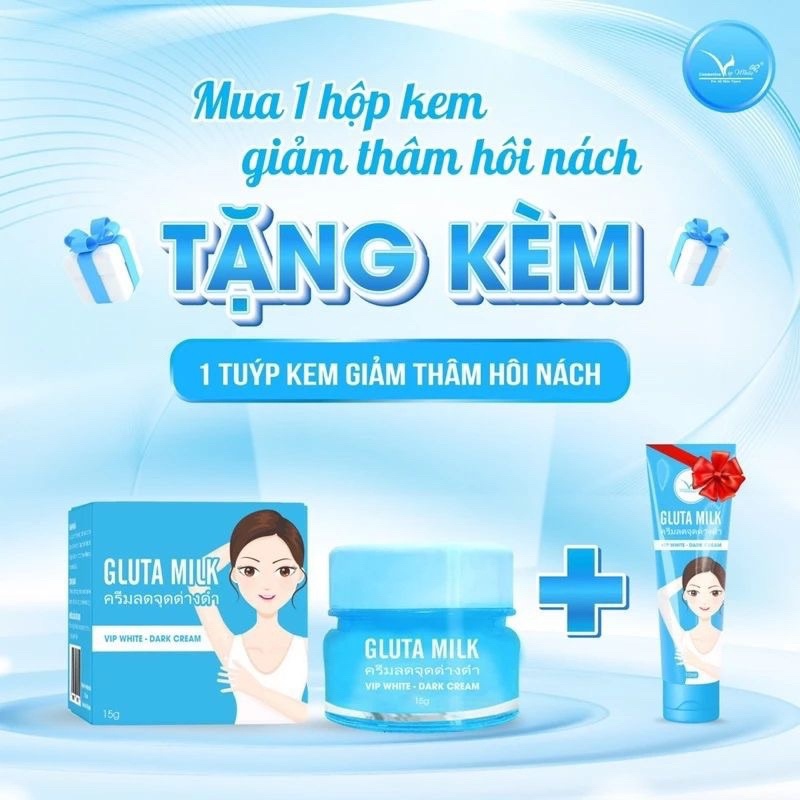 Kem Thâm Nách Gluta Milk Thái Lan (MUA 1 TẶNG 1) Kem khử thâm nách các vùng da thâm sạm- Chính hãng