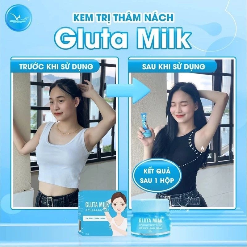Kem Thâm Nách Gluta Milk Thái Lan (MUA 1 TẶNG 1) Kem khử thâm nách các vùng da thâm sạm- Chính hãng